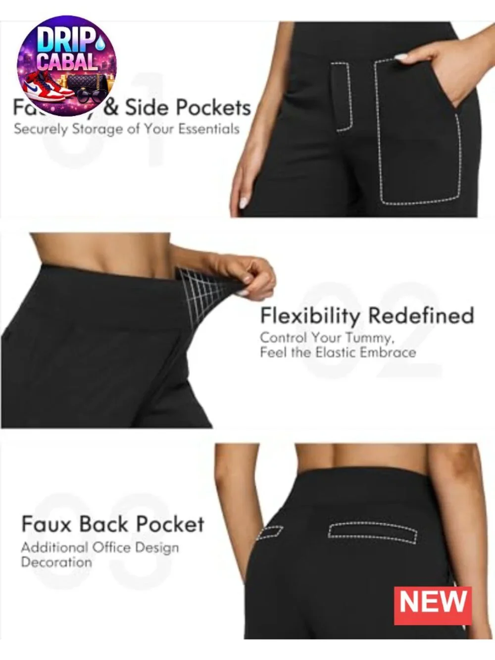Wide Leg Yoga Pants with Pockets High Waisted 4-Way Stretch Women's Active